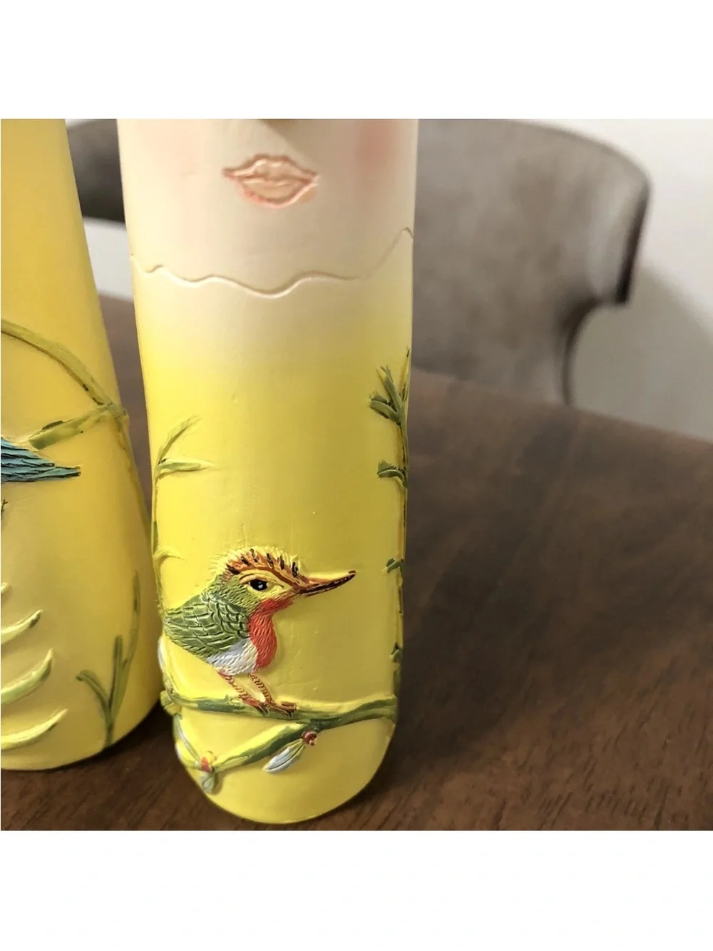 Hand-Painted Ceramic Family Bud Vases Set - Yellow & Cream